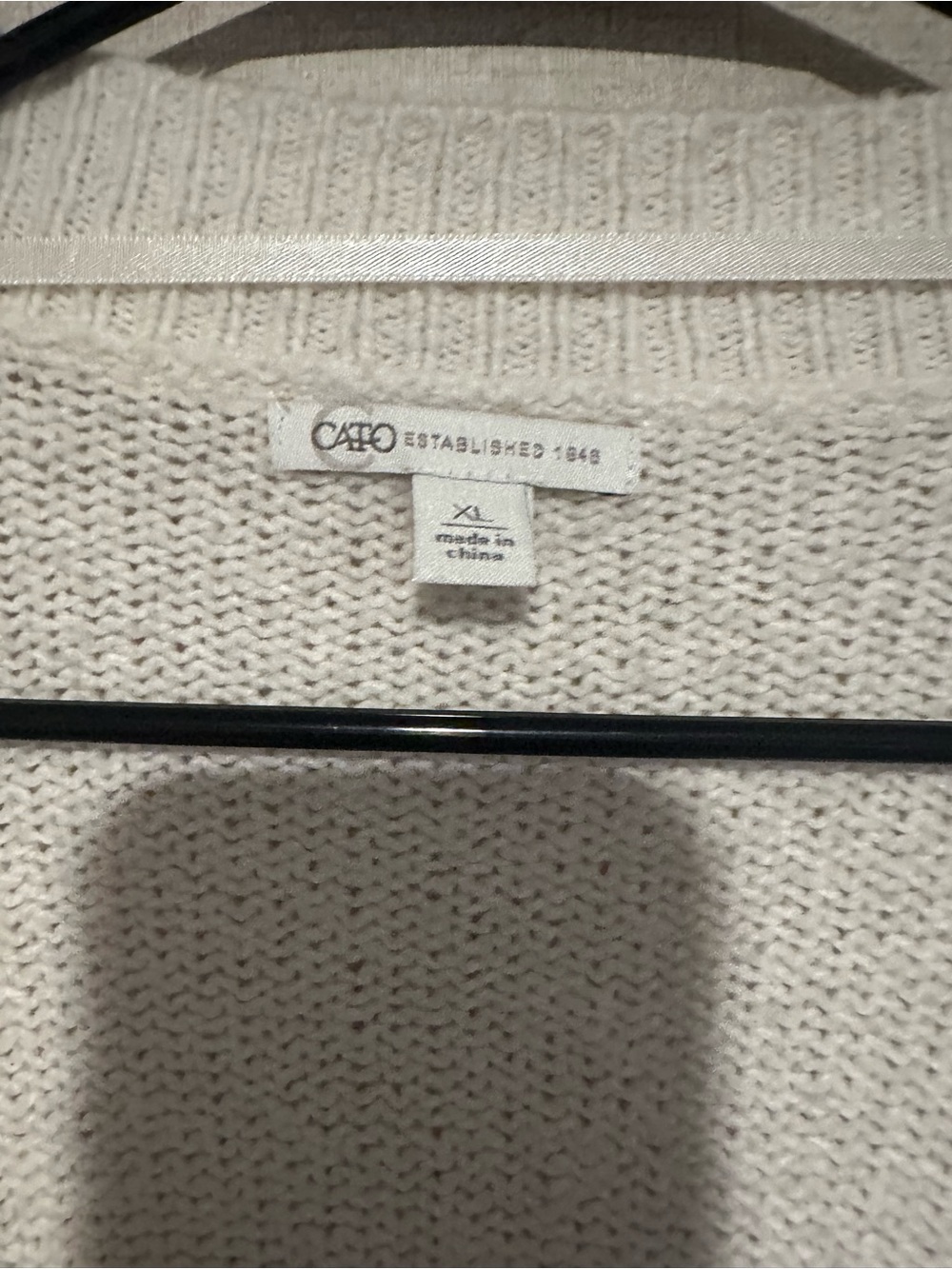 Cato XL Ivory Open Cable-Knit Cardigan with Bead Accents - Picture 3 of 5